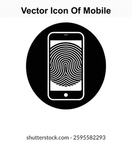 Mobile Phone Fingerprint Scanner Security Authentication Vector Icon Graphic Illustration