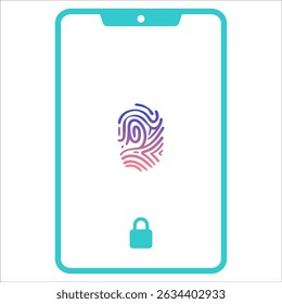 Mobile Phone Fingerprint Unlock Screen - Biometric Security Vector Illustration