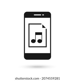 Mobile phone flat design with audio file sign.