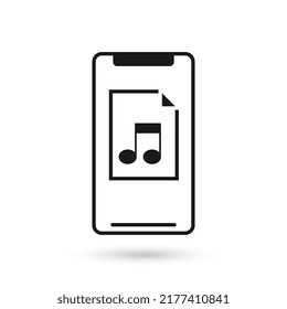Diseño plano de teléfono móvil con señal de archivo de audio.