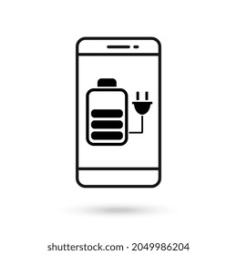 Mobile phone flat design with battery sign.
