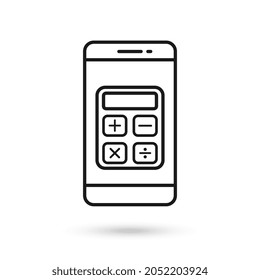 Mobile phone flat design with calculator icon.