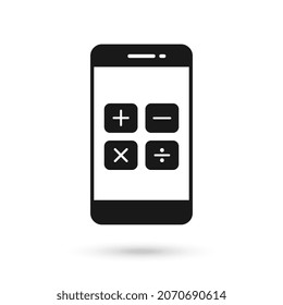 Mobile phone flat design with calculator buttons icon.
