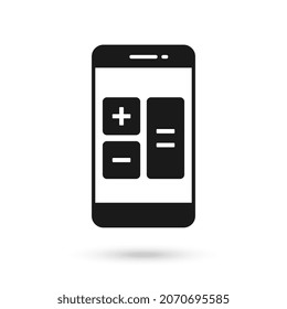 Mobile phone flat design with calculator sign.