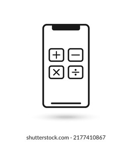 Mobile phone flat design with calculator buttons icon.