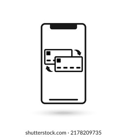 Diseño plano de teléfono móvil con señal de transacción de tarjeta. 