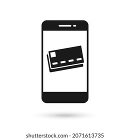 Mobile phone flat design with credit card sign.