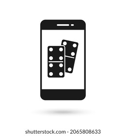 Diseño plano de teléfono móvil con icono de dados de dominó.