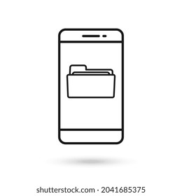 Diseño plano de teléfono móvil con icono de carpeta.