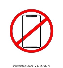Diseño plano de teléfono móvil con señal prohibida.