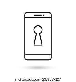 Icono de diseño plano de teléfono móvil con signo de teclado.