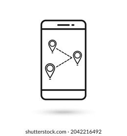 Flachbilddesign-Symbol für Mobiltelefone mit Kartenzeigern
