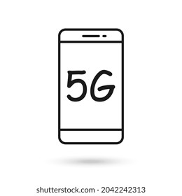 Icono de diseño plano de teléfono móvil con símbolo de tecnología de comunicación 5g