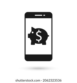Handy-Wohnung Design Symbol mit Piggy Bank-Zeichen.