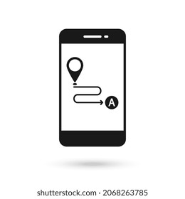 Mobile phone flat design icon with Transport logistics symbol