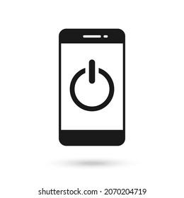Mobile Phone Flat Design Icon With Power On Off Icon