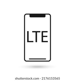 Flachbilddesign-Symbol für Mobiltelefone mit Symbol für LTE-Kommunikationstechnologie