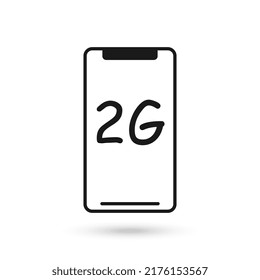 Mobile phone flat design icon with 2g communication technology symbol