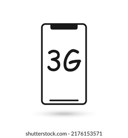 Flachbild-Design-Symbol für Mobiltelefone mit 3g-Symbol für Kommunikationstechnologie