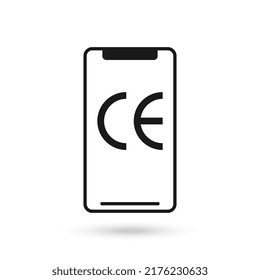 Flachbild-Design-Symbol für Mobiltelefone mit CE-Zeichen.