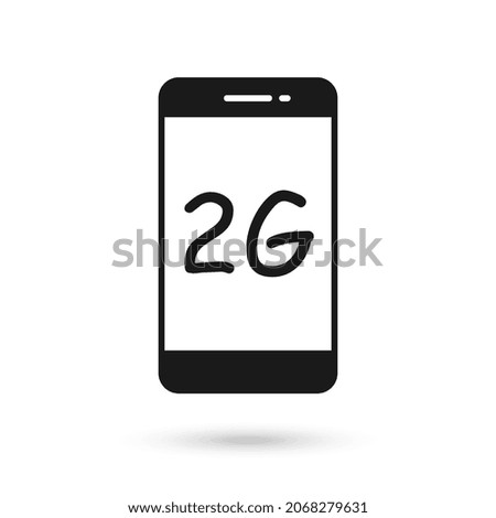 Mobile phone flat design icon with 2g communication technology symbol