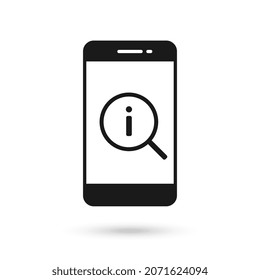Diseño plano de teléfono móvil con signo de información.