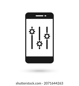 Diseño plano de teléfono móvil con configuración multimedia.
