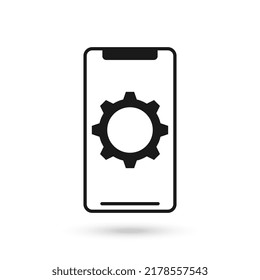 Mobile phone flat design with multimedia settings sign.