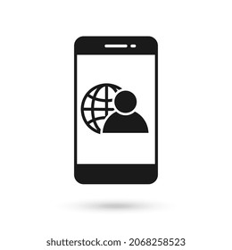 Mobile phone flat design with Network administrator icon.