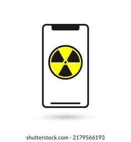 Diseño plano de teléfono móvil con señal de radiación.