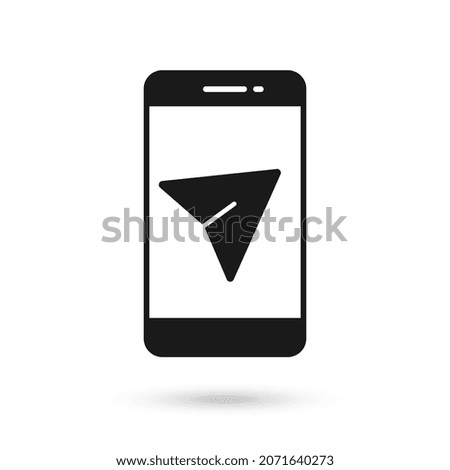 Mobile phone flat design with send message sign.