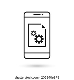 Mobile phone flat design with system file sign.