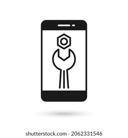 Diseño plano de teléfono móvil con icono de asistencia técnica