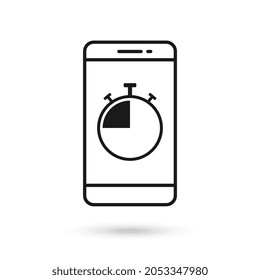 Mobile phone flat design with timer sign.