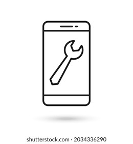 Mobile phone flat design with Tool Sign
