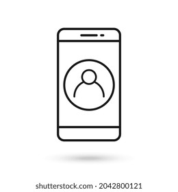 Mobile phone flat design with user avatar sign.