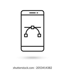 Mobile phone flat design with vector sign.