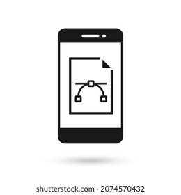 Mobile phone flat design with vector file sign.