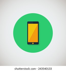Mobile phone flat icon. Flat design style modern vector illustration. Isolated on stylish color background. Flat long shadow icon. Elements in flat design. EPS 10.