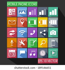 Mobile Phone Flat Icon Long Shadow