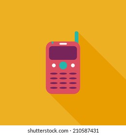 Mobile phone flat icon with long shadow