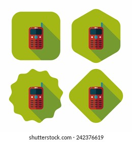 Mobile phone flat icon with long shadow,eps10