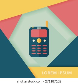 Mobile phone flat icon with long shadow,eps10