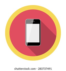 Mobile Phone Flat Icon with Long Shadow, Vector Illustration Eps10