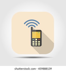 mobile phone flat icon with long shadow, vector illustration