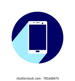 Mobile phone. Flat icon with long shadow. Vector Illustration isolated for graphic and web design.