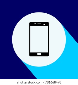 Mobile phone. Flat icon with long shadow. Vector Illustration isolated for graphic and web design.