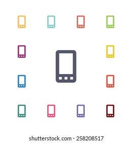 mobile phone flat icons set. Open colorful buttons 
