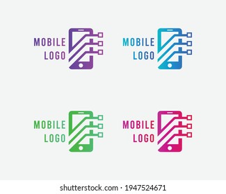 Mobile Phone flat minimal logo design