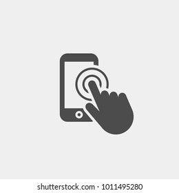 Mobile phone flat vector icon. Click here flat vector icon